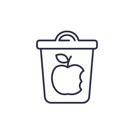 food waste line icon with a trash binのイラスト素材