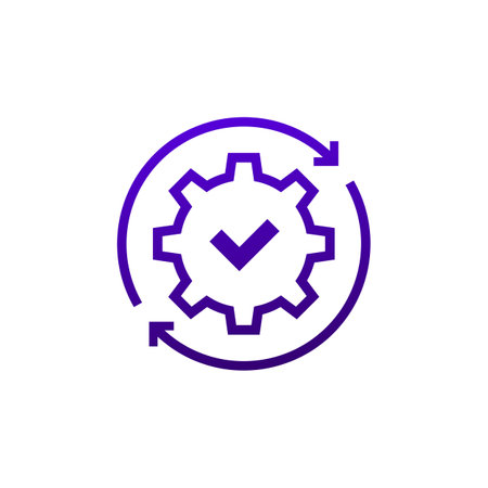 process completed icon, tick and gearのイラスト素材