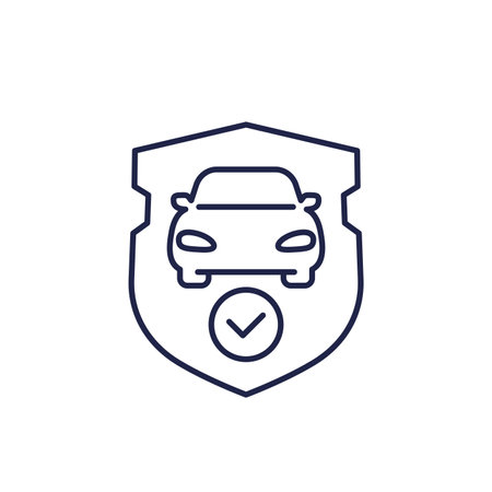 car and shield line iconのイラスト素材