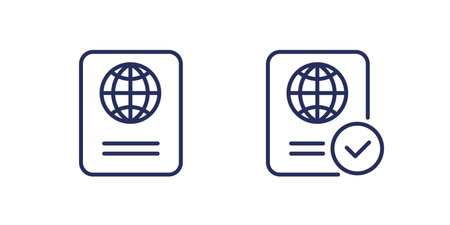 Passport control line icons on whiteのイラスト素材