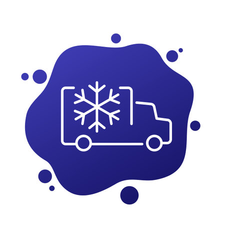refrigerated truck icon, fridge van line vectorのイラスト素材