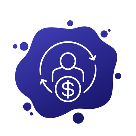 employee turnover cost icon, line vectorのイラスト素材