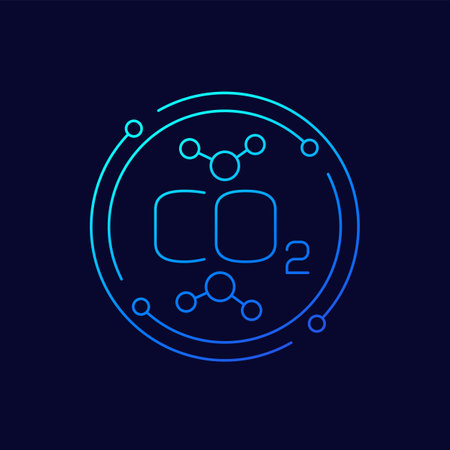 co2 molecules icon, carbon dioxide linear designのイラスト素材