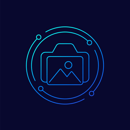 camera and photo icon, linear designのイラスト素材