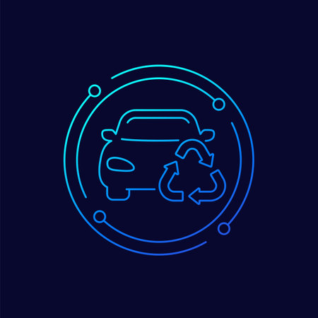 car recycling icon, linear designのイラスト素材