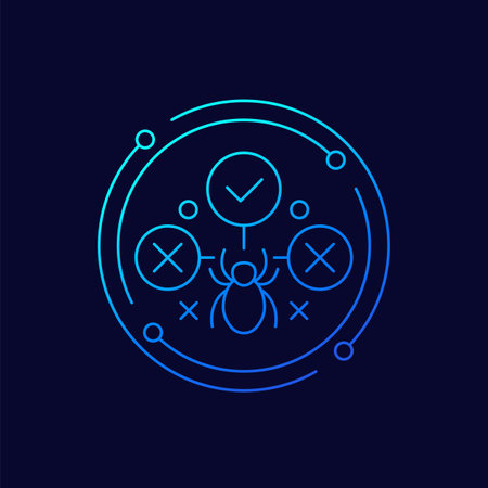 Debugging icon with a bug, linear designのイラスト素材