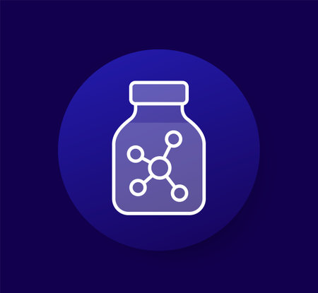 solvent bottle icon, white outlined designのイラスト素材