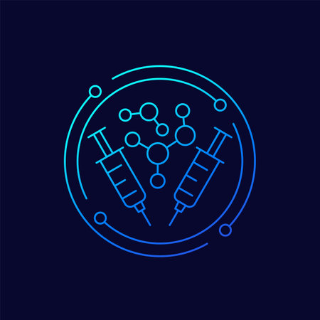 molecules and syringes icon in linear designのイラスト素材