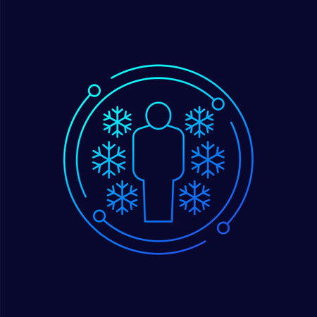 Cryotherapy icon, cold therapy linear designのイラスト素材