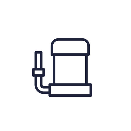 sump pump icon, line pictogram on whiteのイラスト素材