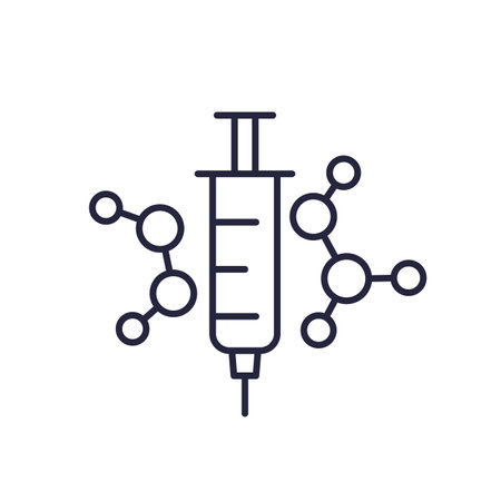 molecules and a syringe line iconのイラスト素材