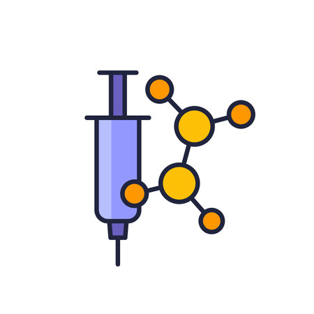 molecule and syringe icon with outlineのイラスト素材