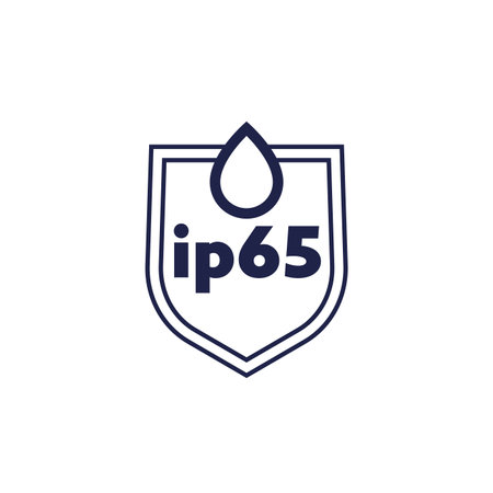 ip65 standard icon, waterproof sign with shieldのイラスト素材