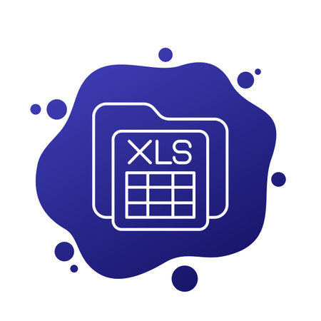 xls document icon with a file folder, line vectorのイラスト素材