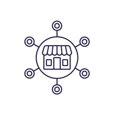 franchise line icon with a shopのイラスト素材
