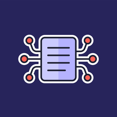 compiling data icon with document, outlined designのイラスト素材