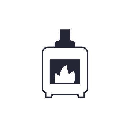 pellet stove icon on white, vectorのイラスト素材