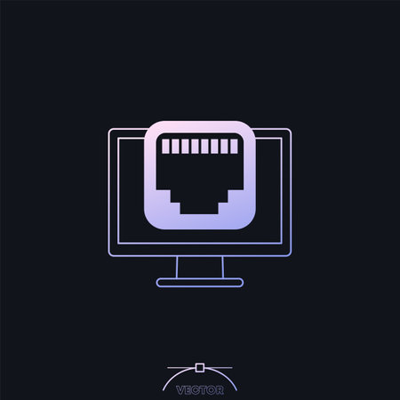 ethernet port, network icon with gradientのイラスト素材