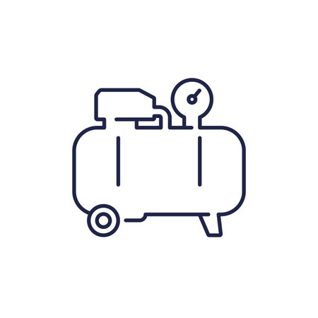 air compressor icon, line vectorのイラスト素材