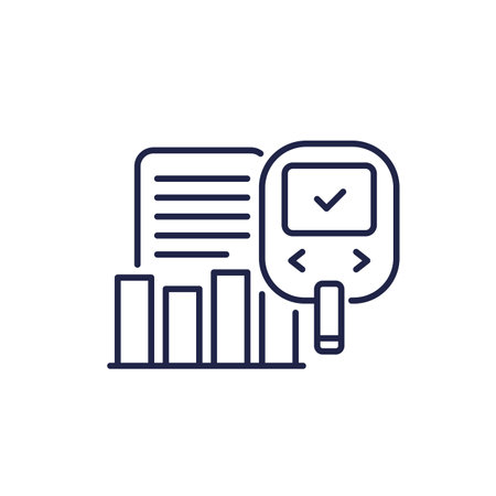 Glucose monitoring line icon with a glucometerのイラスト素材