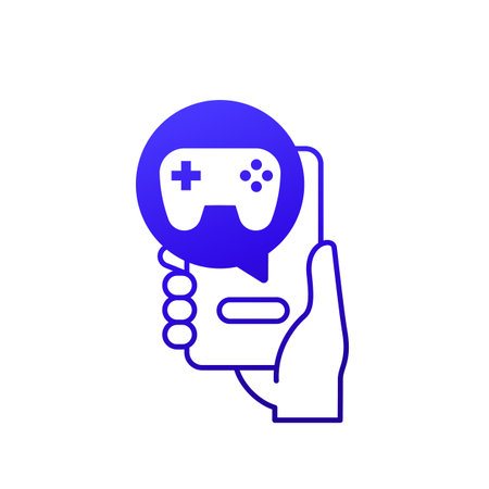 mobile games icon with a phone in handのイラスト素材