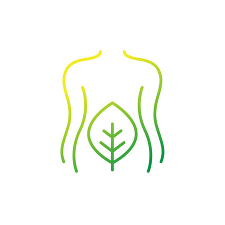 detox line icon with woman body and green leafのイラスト素材