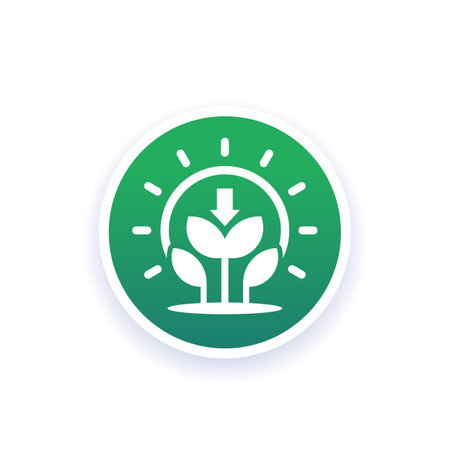 photosynthesis icon with plant and sun, vectorのイラスト素材