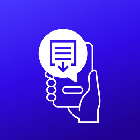document download icon with a phone in handのイラスト素材