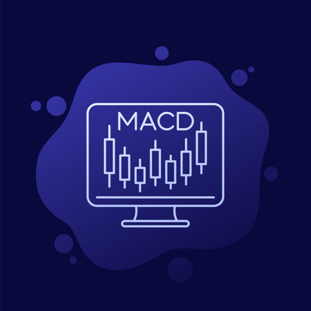 MACD indicator icon with candlestick chartのイラスト素材