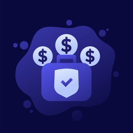 portfolio insurance icon, secure assets vectorのイラスト素材