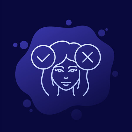 decision making icon with a woman, line vectorのイラスト素材