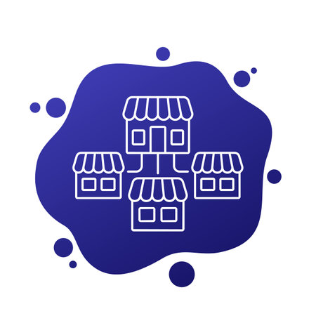 franchise icon, franchising line vectorのイラスト素材