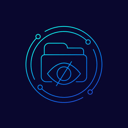 hidden folder icon in linear designのイラスト素材