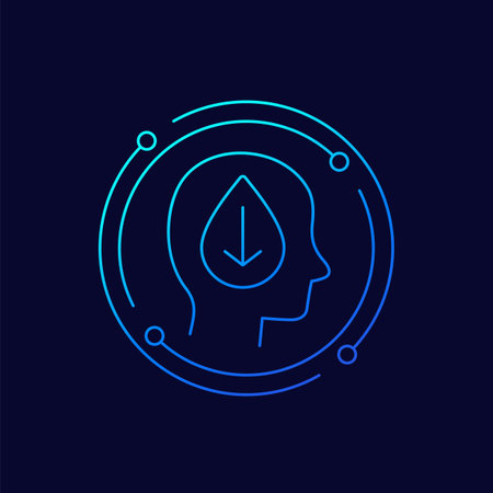 dehydration icon with a human head, linear designのイラスト素材