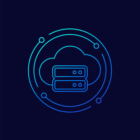 cloud storage icon, linear designのイラスト素材
