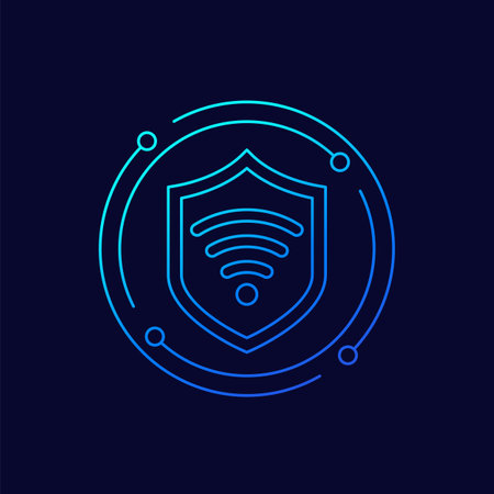 secure wi-fi icon, linear designのイラスト素材