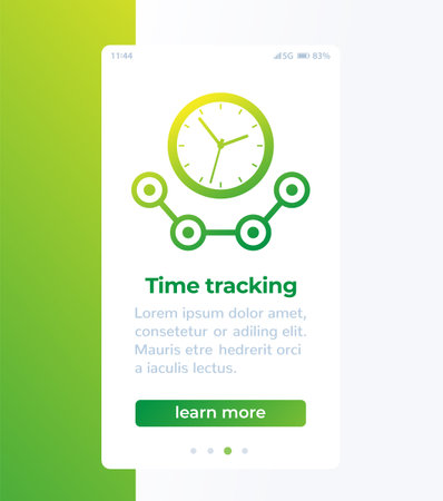 Time tracking banner with icon, vector designのイラスト素材