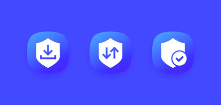 Secure download and upload icons for apps and webのイラスト素材
