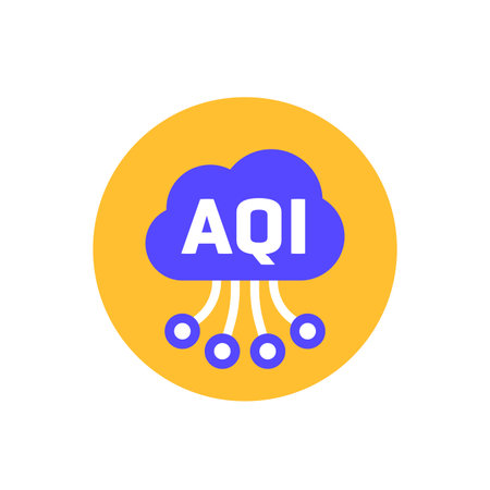 Air quality index, AQI icon, flat vectorのイラスト素材