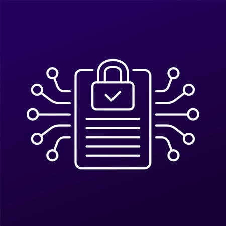document protection icon, cyber security vectorのイラスト素材