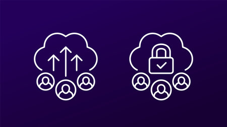 collect user data icons, line vectorのイラスト素材