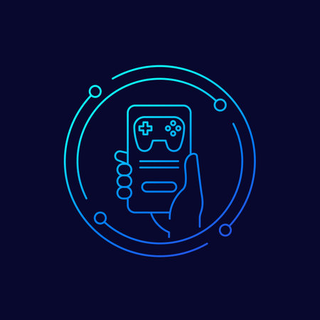 mobile games icon with a phone, linear designのイラスト素材