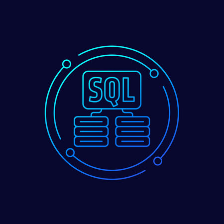 SQL servers icon, linear designのイラスト素材