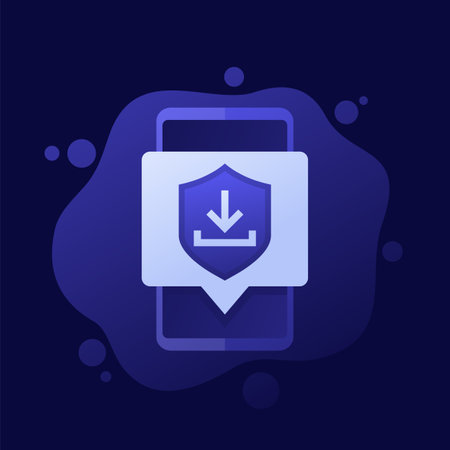 Secure download icon with a phone, vector designのイラスト素材