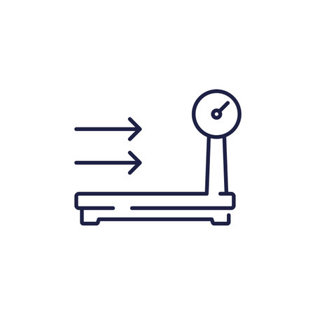 platform scales icon, weight machine line vectorのイラスト素材