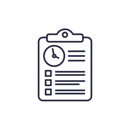 time sheet icon, timesheet line vectorのイラスト素材