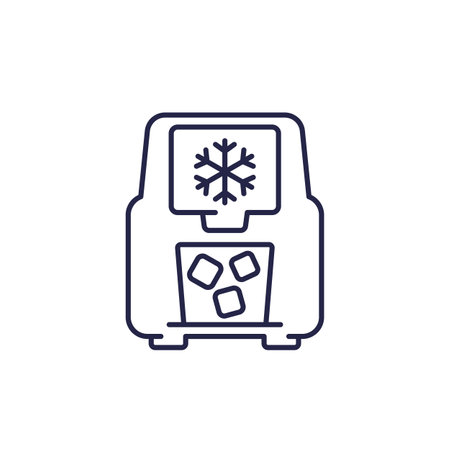 ice maker line icon, ice machine vectorのイラスト素材