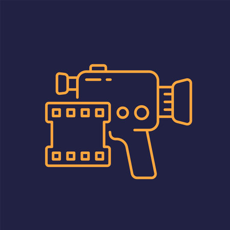 video camera icon, retro film camcorder vectorのイラスト素材