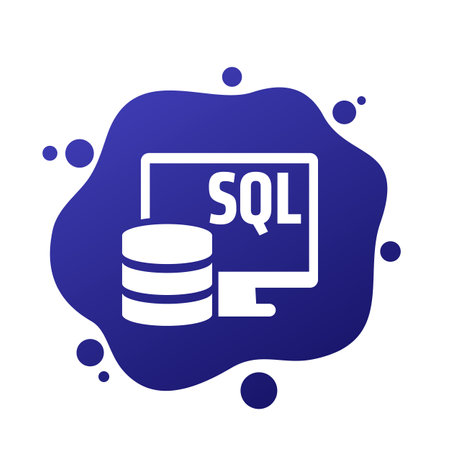SQL vector icon with a database and computerのイラスト素材