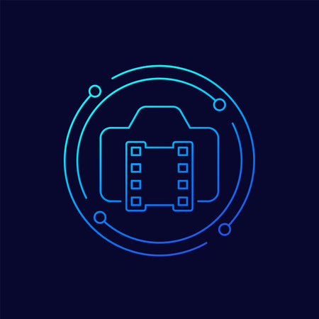film camera icon, linear designのイラスト素材